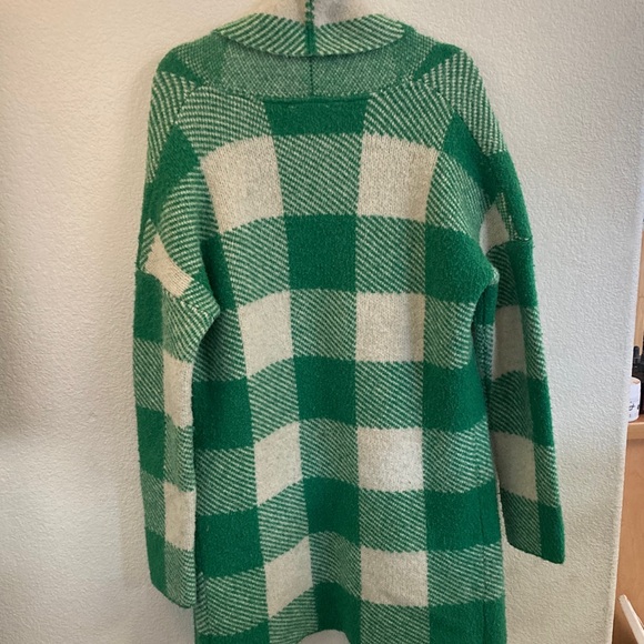 Anthropology RD style Plaid Green Coat lagenlook trendy academia large - Picture 5 of 7